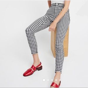 Free People Gingham high waisted skinny jeans 26